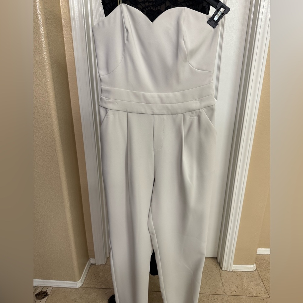 Gianni Bini Strapless Cream Jumpsuit